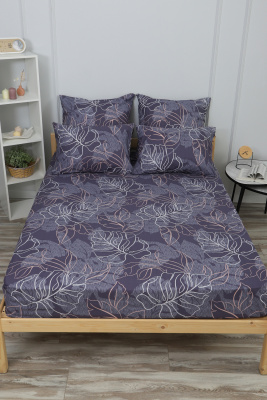 Простыня на резинке перкаль Мираж темно-синий